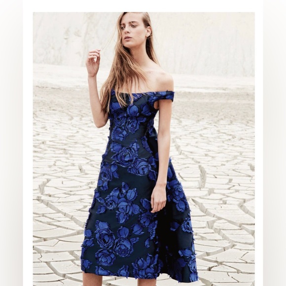 Lela Rose Off-the-Shoulder Floral Brocade Dress size 10, true to size 6 - Picture 1 of 11